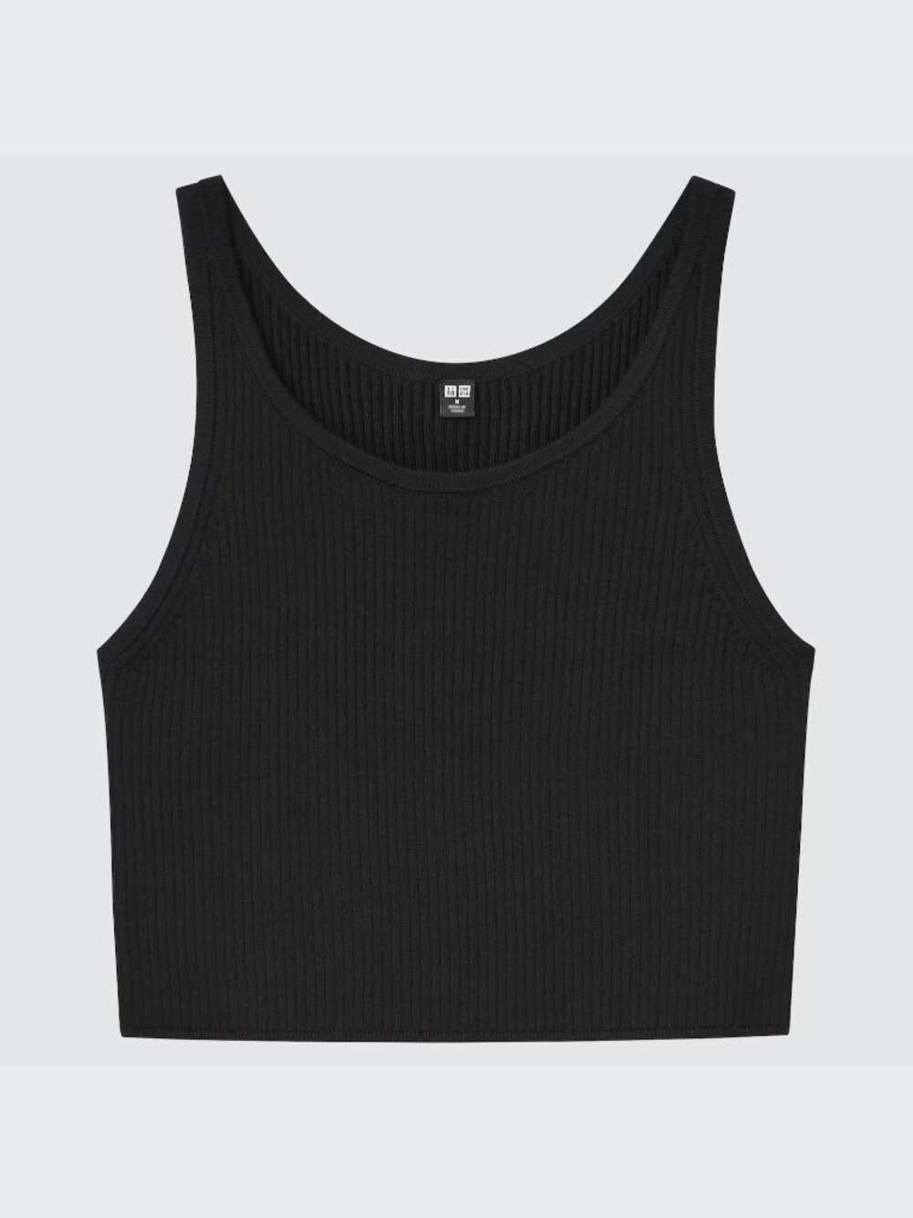 Uniqlo Ribbed Sleeveless Cropped Top Black Supima Cotton Small